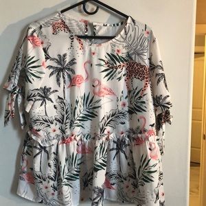 3/4 sleeves jungle print blouse